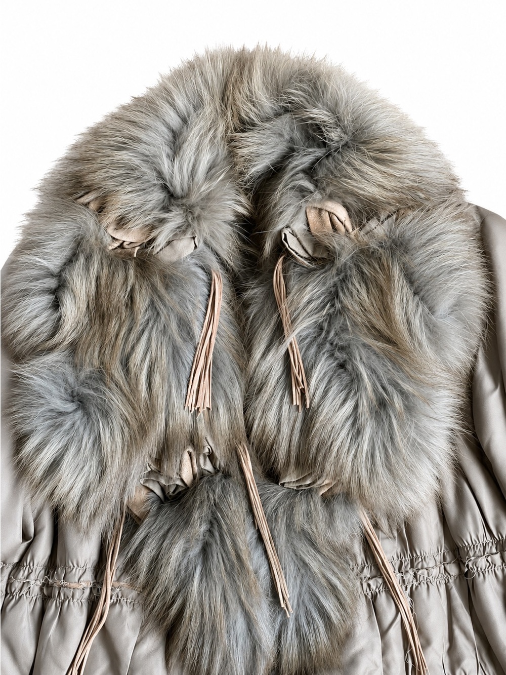 Stunning Italian Designer Jacket with Genuine Fur Trim and Chain Accents - Italy